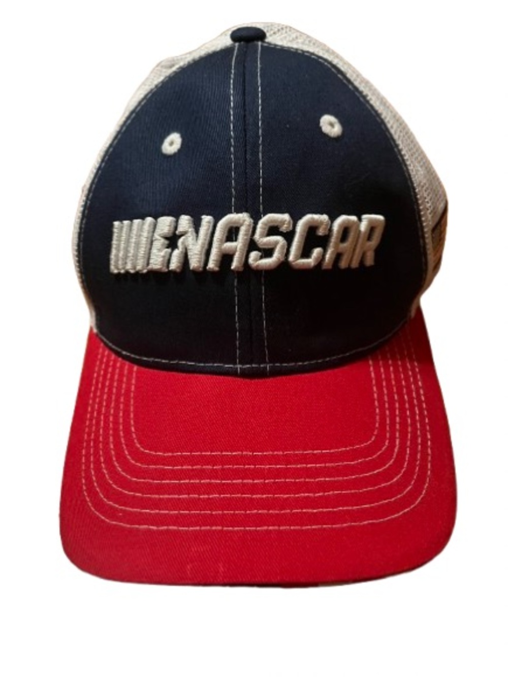 Nascar Red, Navy & White Embroidered Trucker Hat